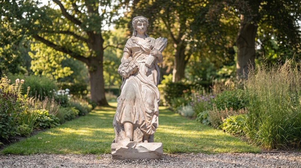 Monumentaal marmeren tuinbeeld ‘De Zomer’ – 195 cm – 500 kg, Tuin en Terras, Ophalen, Zo goed als nieuw, Steen, Mensenbeeld
