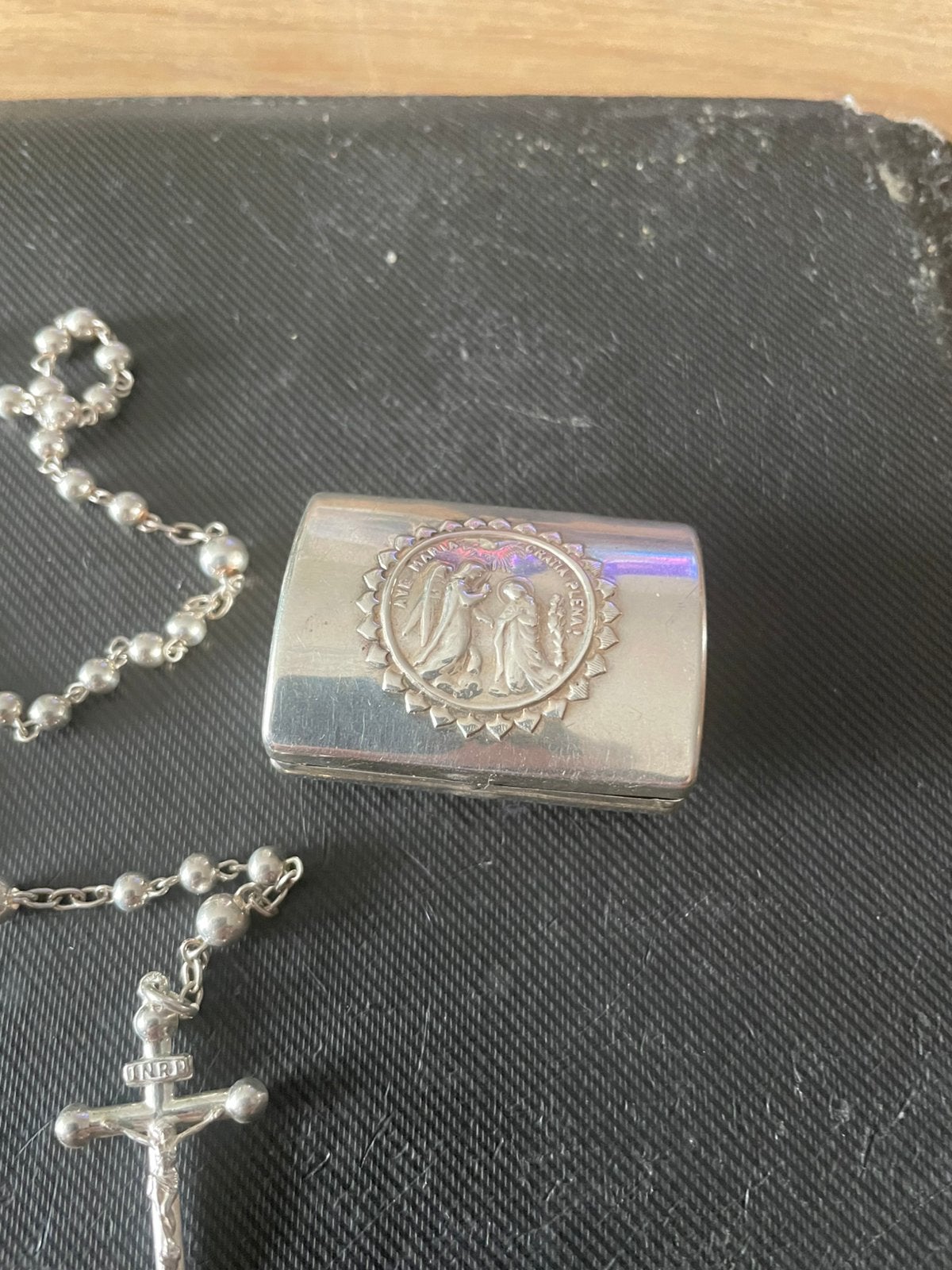 Prachtige zilver rosenkrans  en zilver doosje, Ophalen of Verzenden