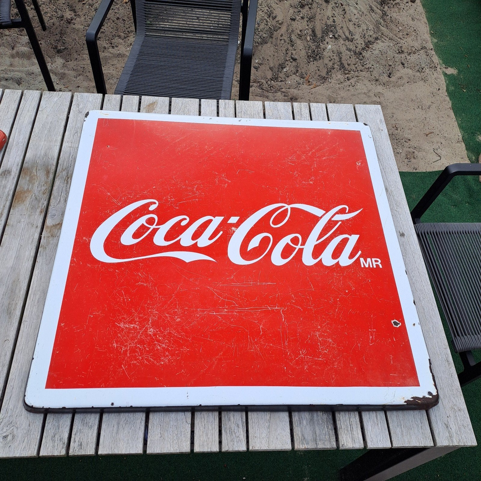 emaille coca-cola reclamebord 75x75cm, Ophalen of Verzenden, Gebruikt, Reclamebord