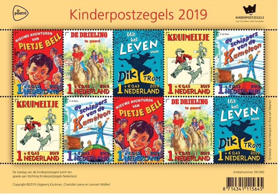 Nederland NVPH nr V3786/90 postfris Kinderpostzegels 2019, Postzegels en Munten, Postzegels | Nederland, Ophalen of Verzenden