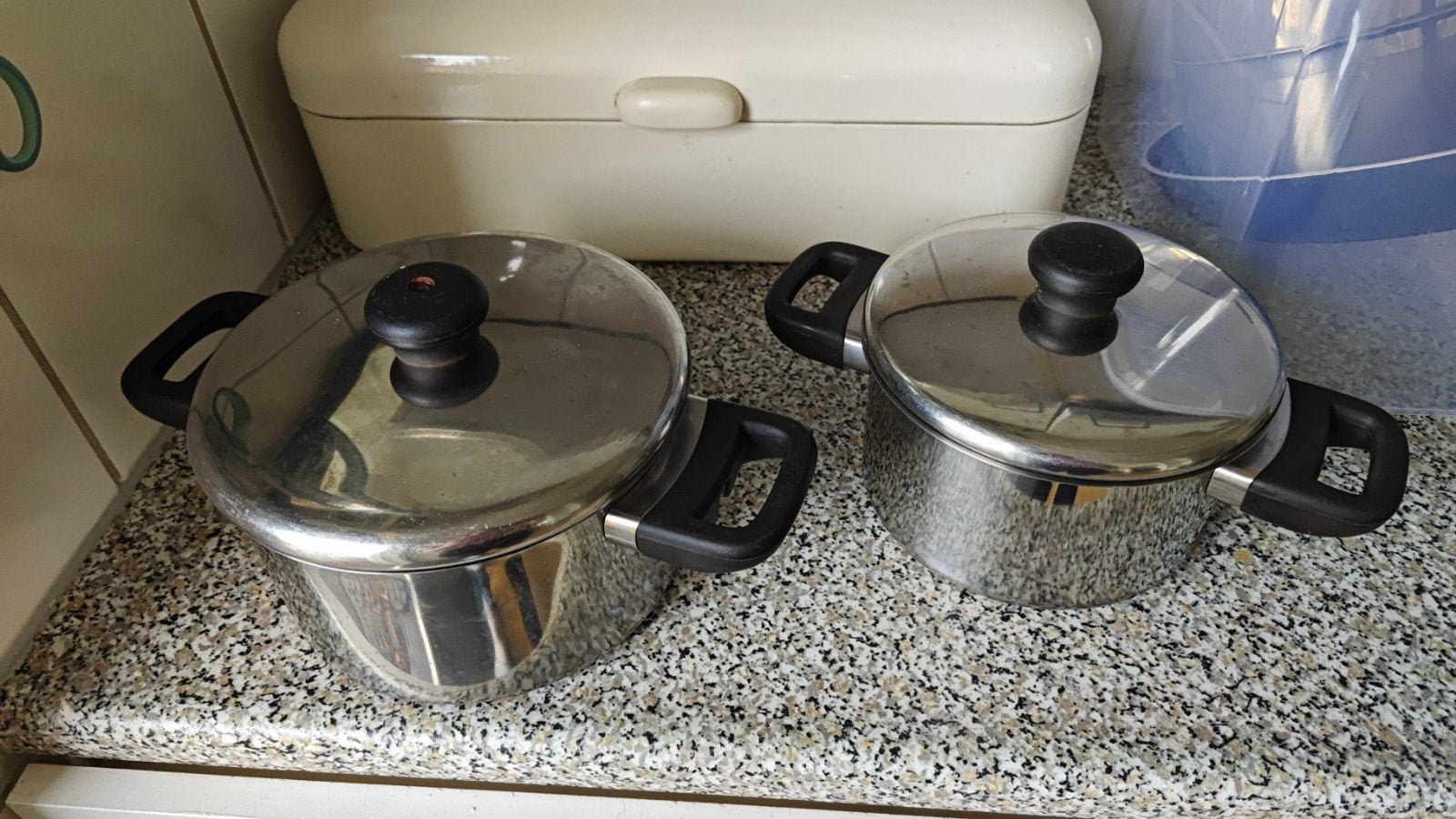 2 pannen voor gasfornuis - nauwelijks gebruikt, Met deksel, Ophalen, Zo goed als nieuw, Kookpan