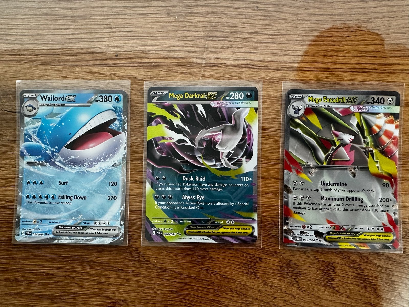 Pokémon EX kaarten - Wailord, Mega Darkrai, Mega Excadrill, Ophalen of Verzenden, Zo goed als nieuw, Meerdere kaarten, Foil
