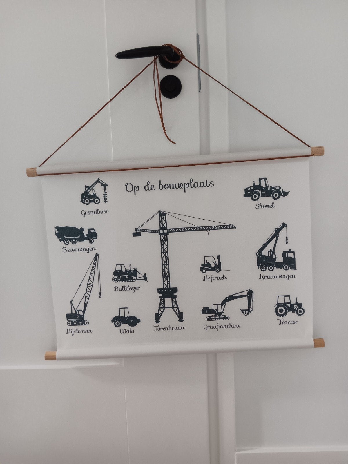 Wanddecoratie Bouwplaats Voertuigen - Kinderkamer, Overige merken, Ophalen of Verzenden, Zo goed als nieuw, Wit