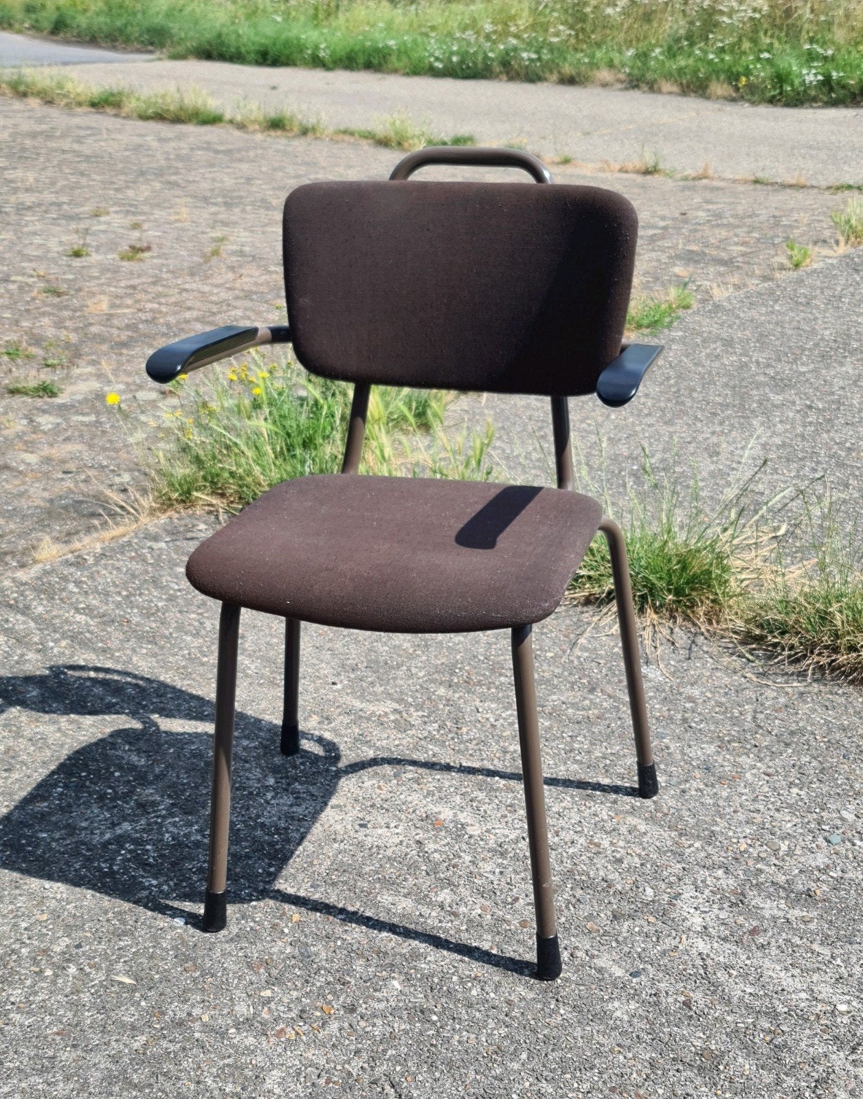 Vintage buisframe stoel Gispen stijl, Ophalen, Bruin, Zo goed als nieuw, Metaal