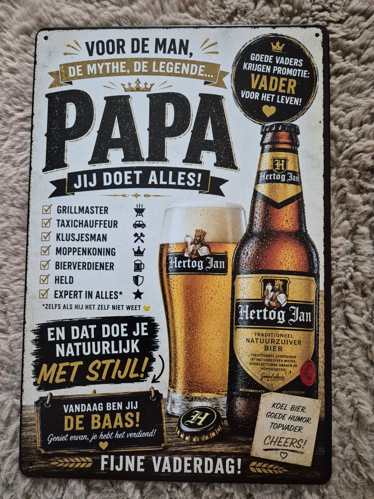 Vaderdag hertog Jan reclamebord, Ophalen of Verzenden, Nieuw, Reclamebord