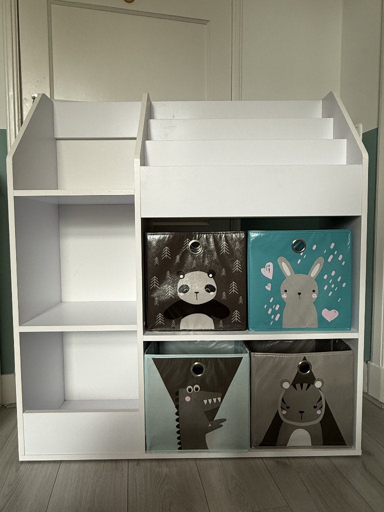 Vicco Luigi kinderboekenkast 100.4 x 114.2 cm met vouwboxen, Ophalen, Gebruikt, Kast, 105 cm of meer