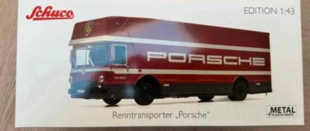 Schuco Mercedes-Benz O317 Renntransporter Porsche Motorsport, Ophalen of Verzenden, Zo goed als nieuw, Overige merken