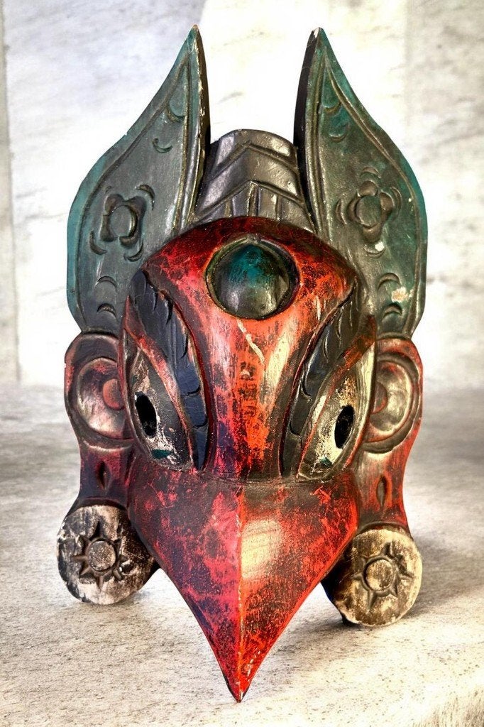 Houten masker van Garuda, Minder dan 20 cm, Handgemaakt, Hout, Azië