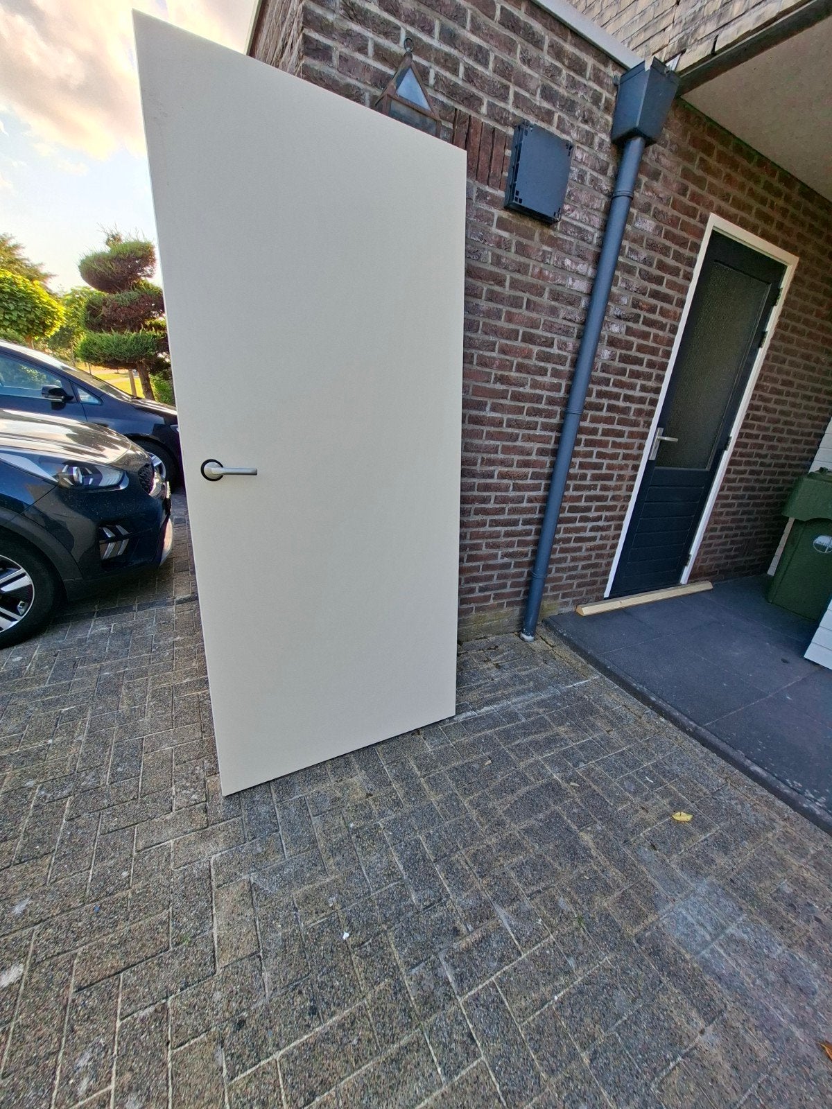 Opdekdeur rechtsdraaiend + deurkruk 211X96x4 Koopje MOET WEG, Ophalen, 80 tot 100 cm, Binnendeur, 200 tot 215 cm