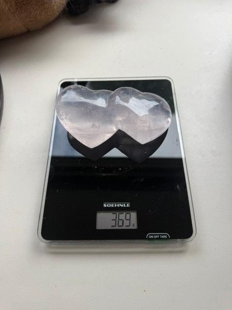 Dubbel hart Rozenkwarts +- 369 gram, Ophalen of Verzenden