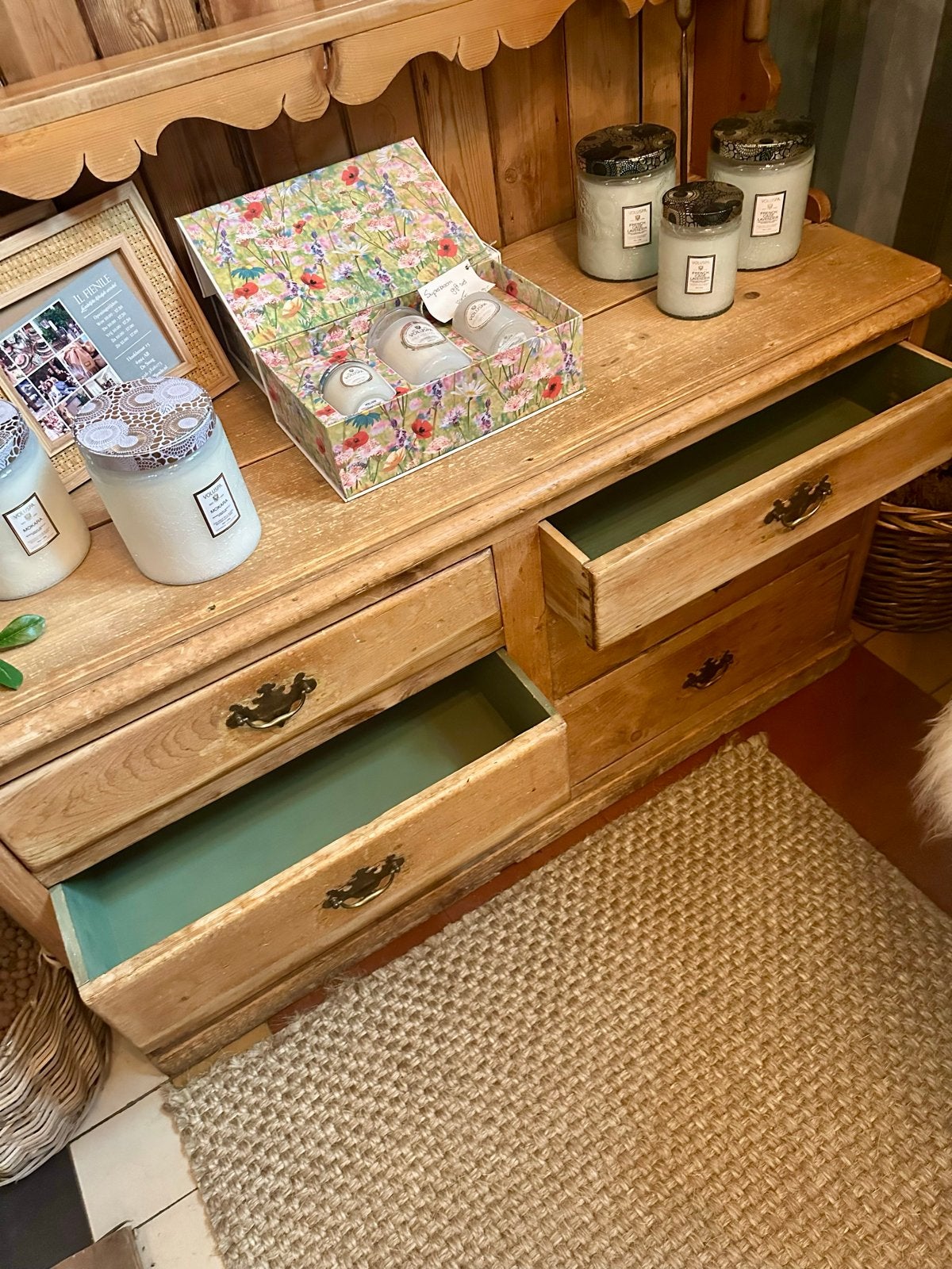 Antieke landelijke buffet keuken borden lade  kast, Ophalen, Gebruikt, IL Fienile, 100 tot 150 cm