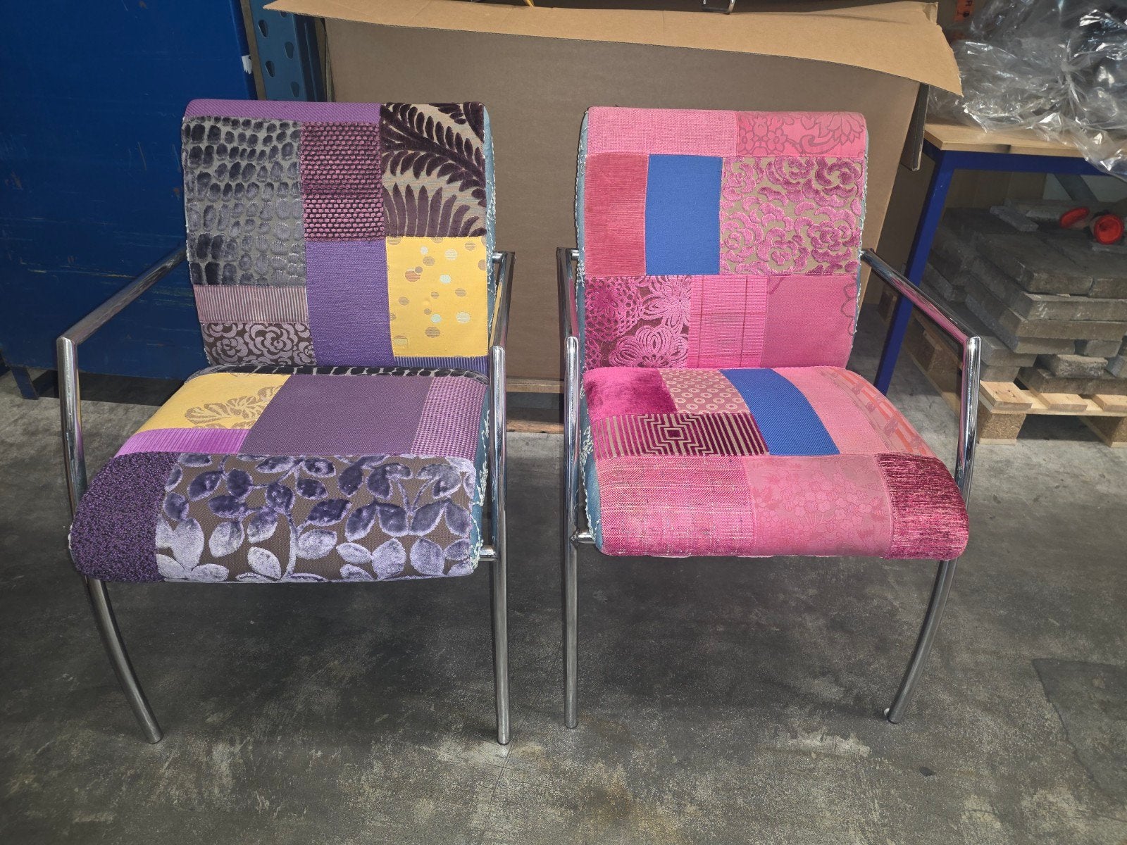 Liz-art Original Patchwork Stoel - Goede Staat, Ophalen, Overige kleuren, Patchwork, Eclectisch, Zo goed als nieuw
