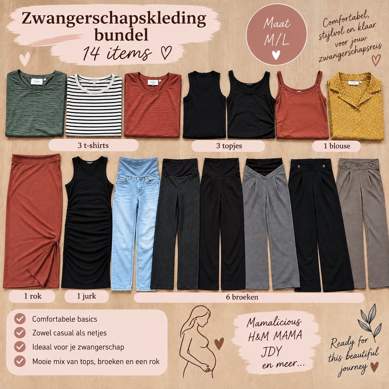Zwangerschapskleding bundel M/L - 14 items, Kleding | Dames, Maat 38/40 (M), Blouse of Tuniek, Ophalen of Verzenden, Gedragen