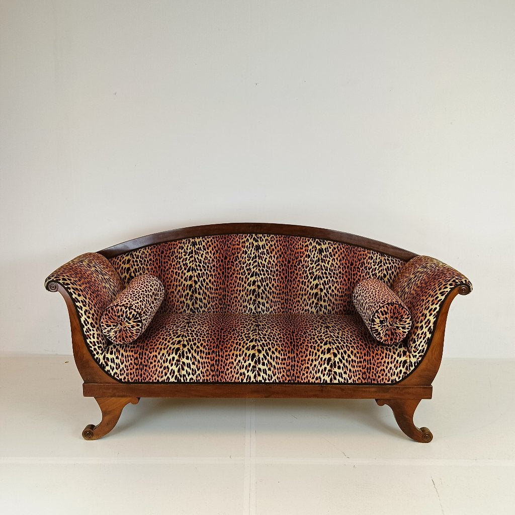 antieke Biedermeier Sofa met Luipaard Trim, Ophalen of Verzenden