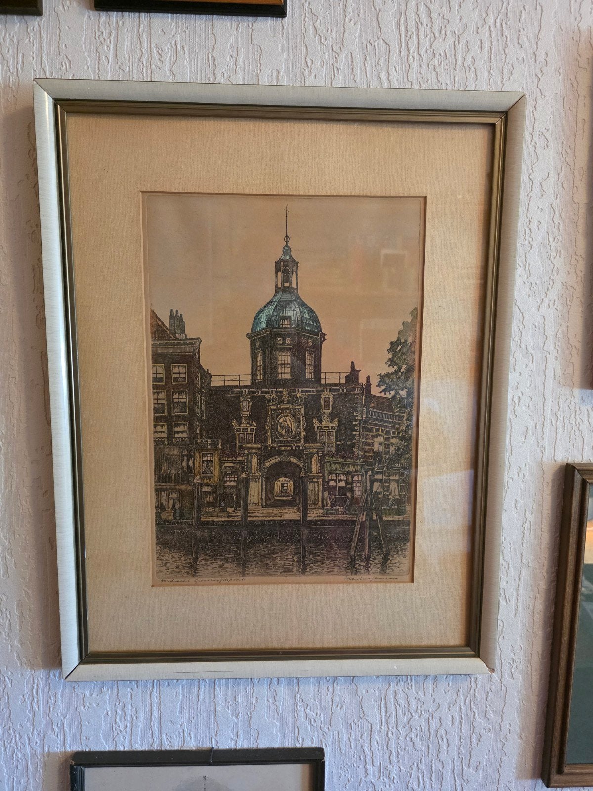 Groothoofd Dordrecht - Marinus Janse, Antiek en Kunst, Kunst | Etsen en Gravures, Ets, Stadsgezicht, Ophalen of Verzenden, Ingelijst