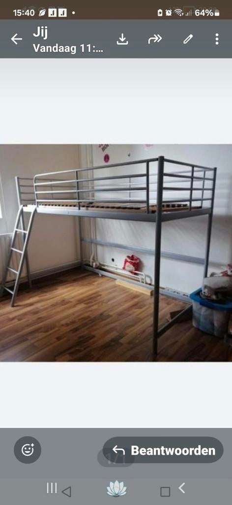 Nette Middenslaper bed grijs metaal, Ophalen of Verzenden, Zo goed als nieuw, Hoogslaper