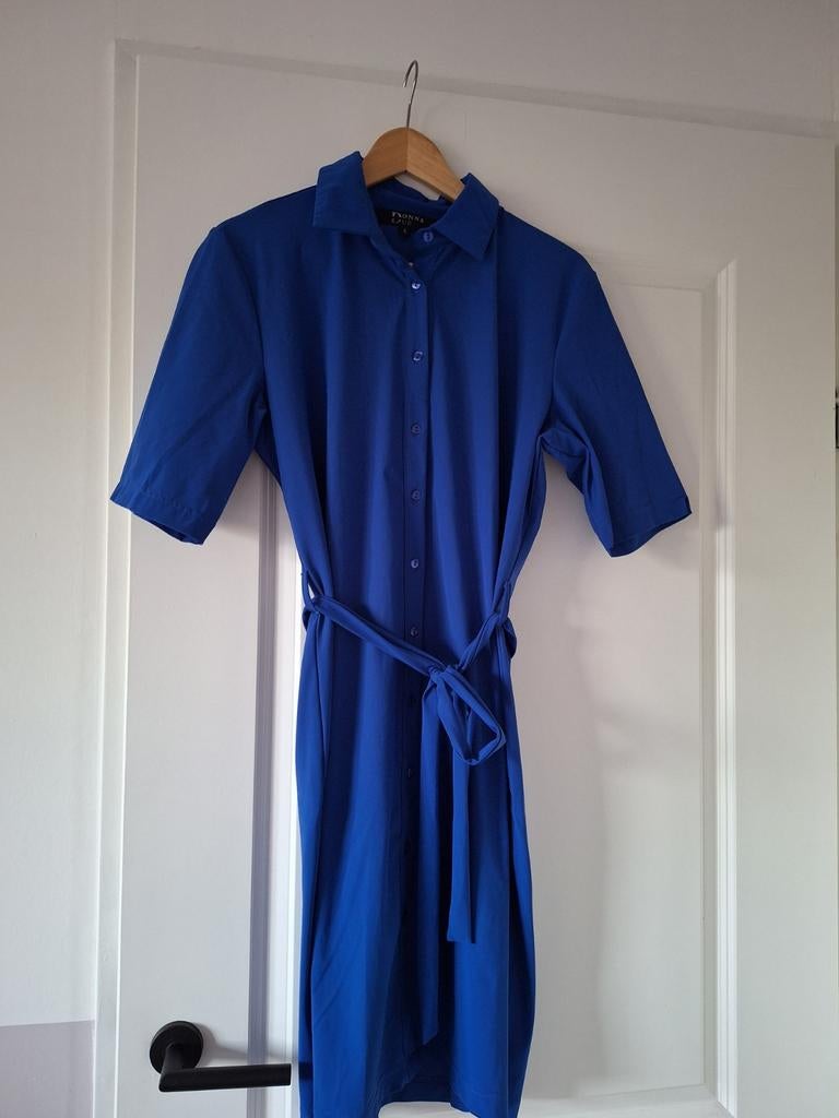 Zgan! Prachtige blauwe zomerjurk van Donna Due maat L!, Zwart, Maat 42/44 (L), Ophalen of Verzenden, Zo goed als nieuw