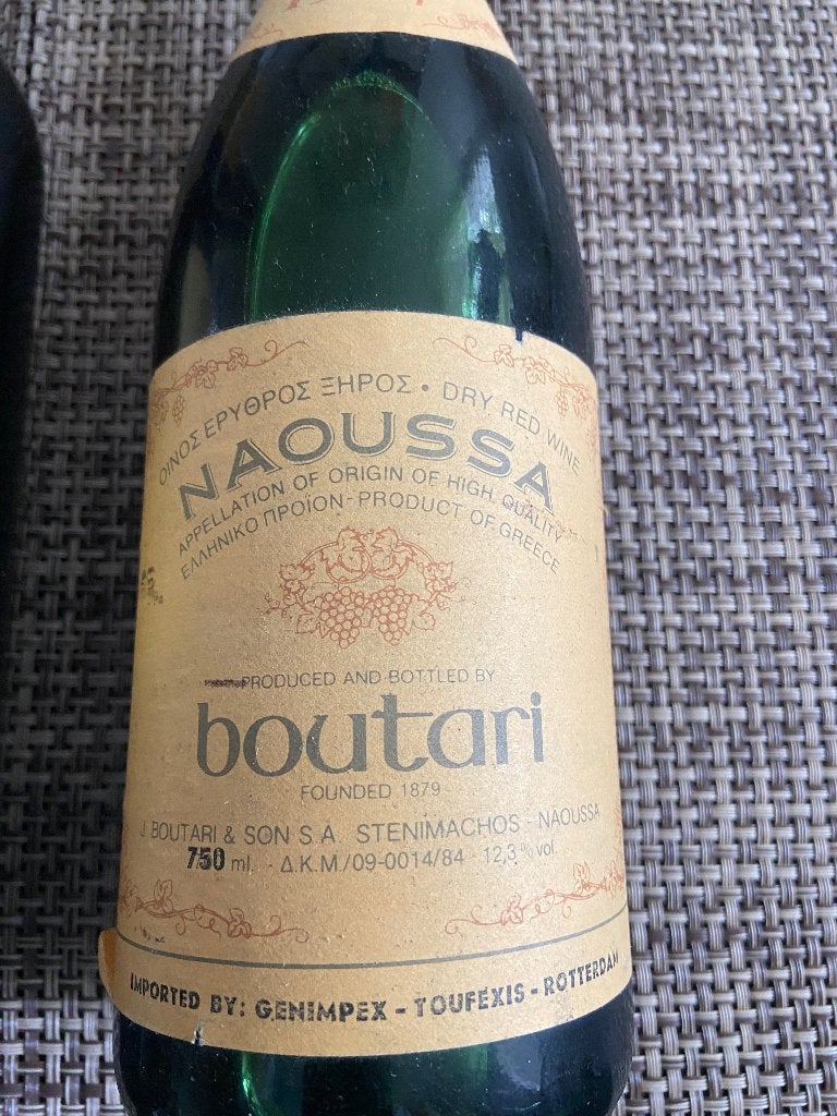 Naousa Griekse wijn uit 1987 en 1992, Overige gebieden, Ophalen of Verzenden, Zo goed als nieuw, Rode wijn