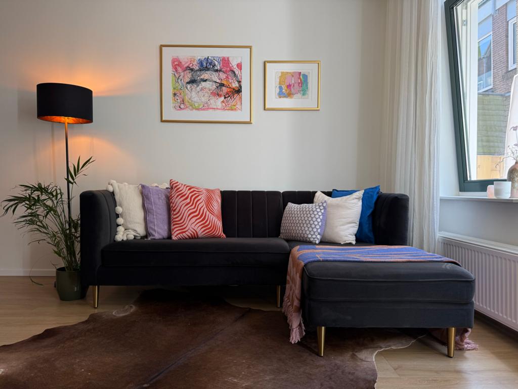 MADE com Amicie Chaise Longue Hoek Bank - Antraciet Fluweel, Ophalen, Gebruikt, Stof