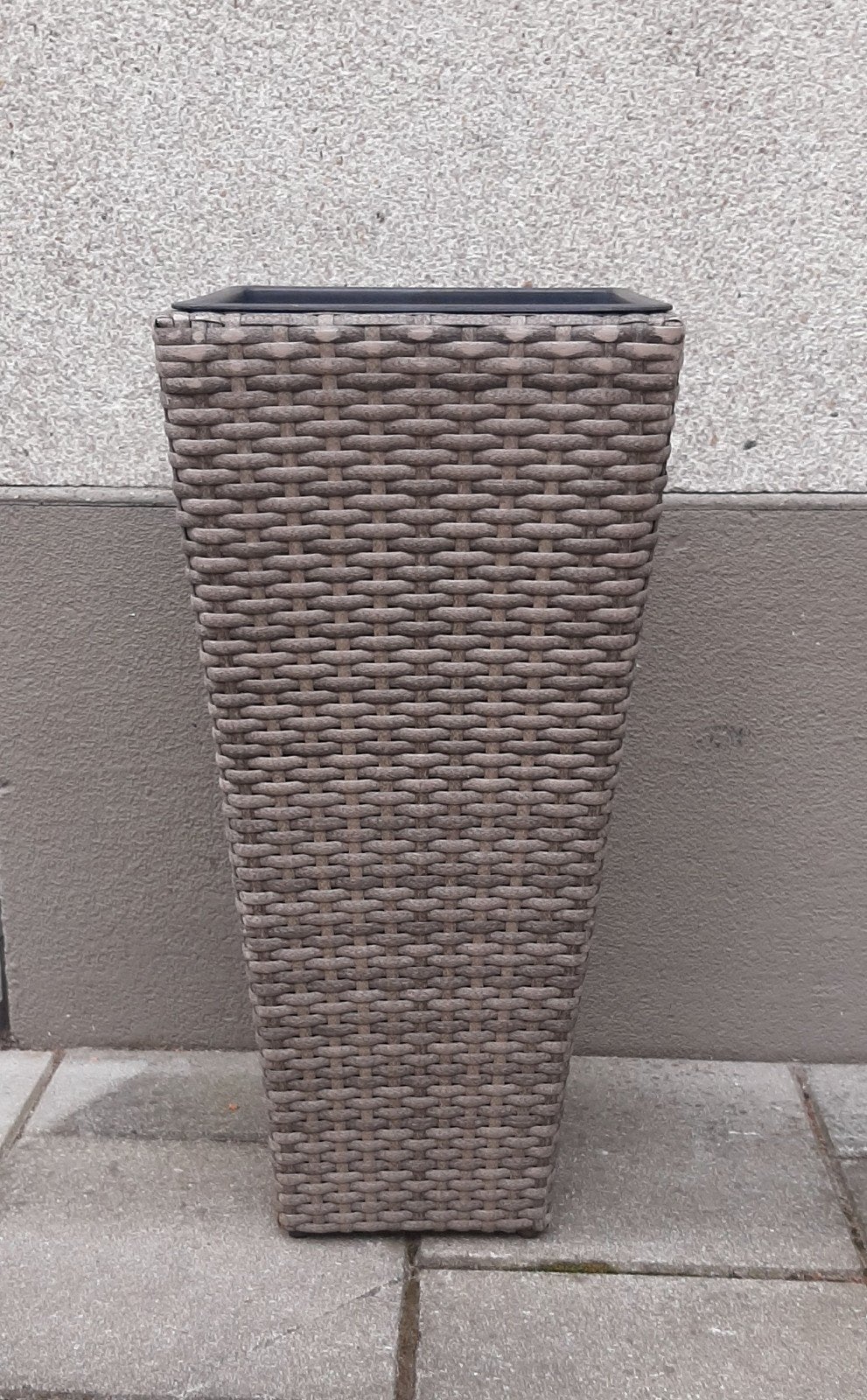 Mooie rattan plantenbak taupe 60 cm, Tuin en Terras, Ophalen, Kunststof, Vierkant, 60 cm of meer