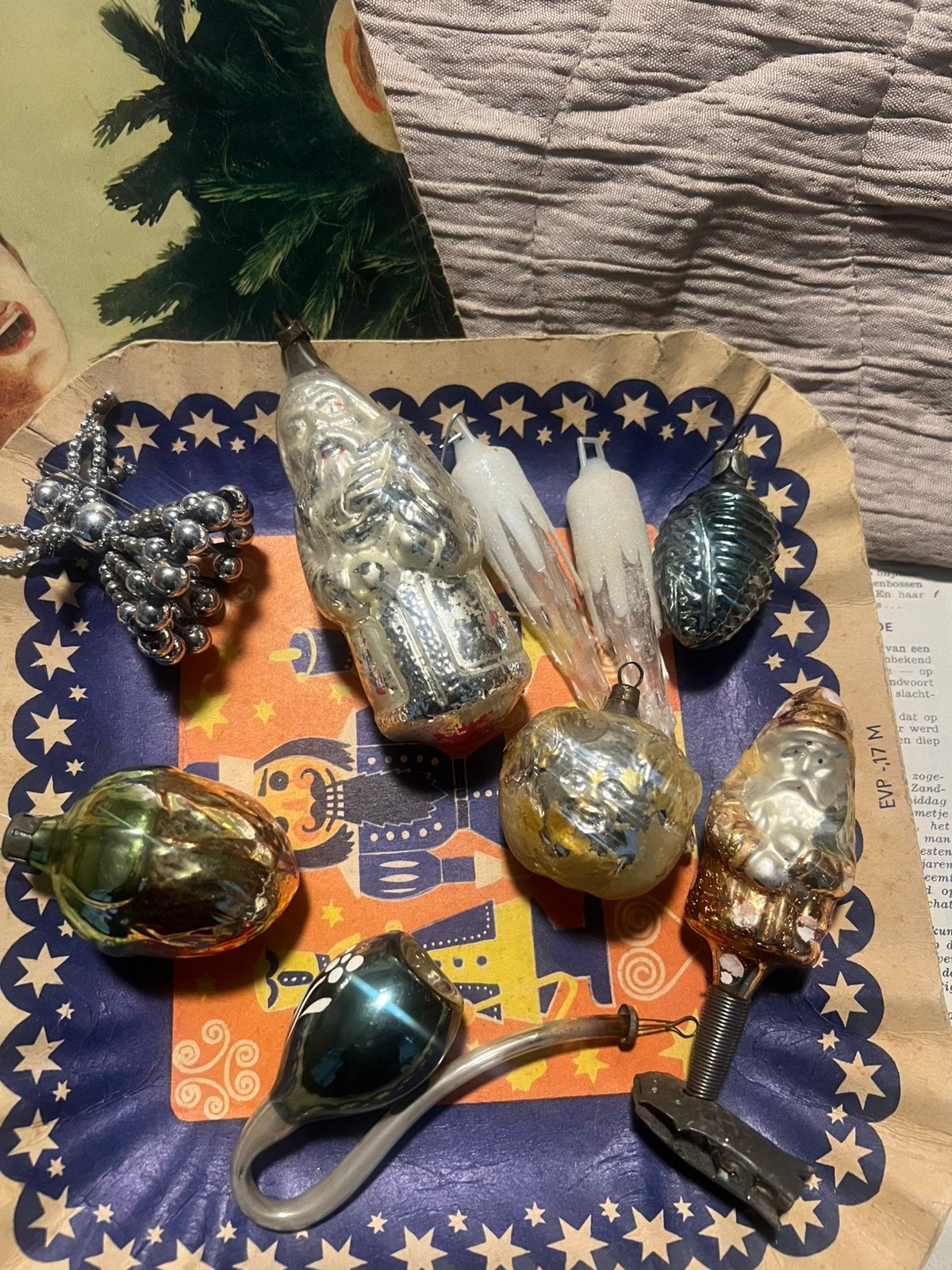 Antiek kerst appel gezichtje pijp kerstman oud klem engel, Diversen, Ophalen of Verzenden, Gebruikt