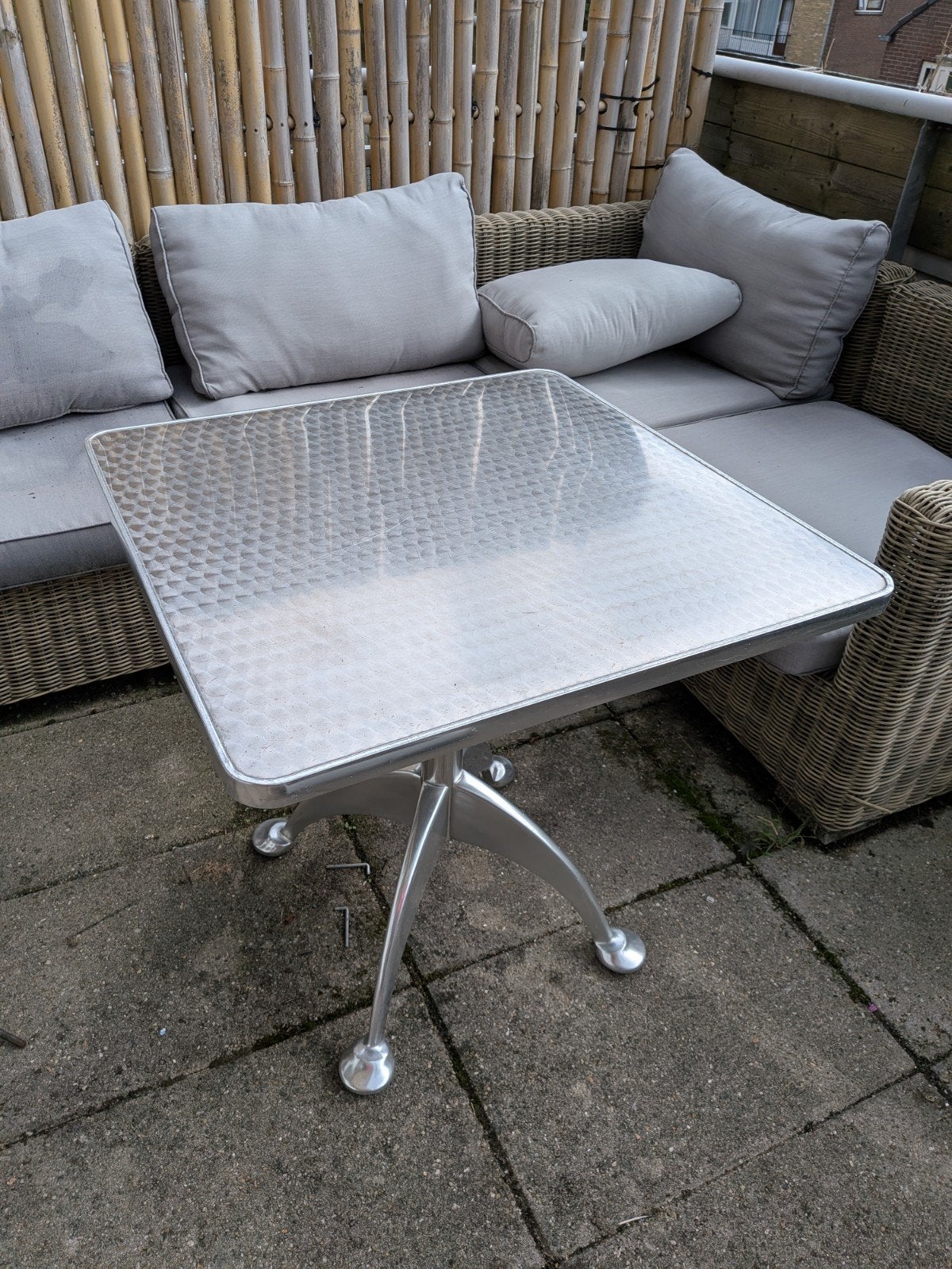 bistrotafel aluminium/ rvs, Tuin en Terras, Ophalen, Gebruikt, Vierkant, Aluminium