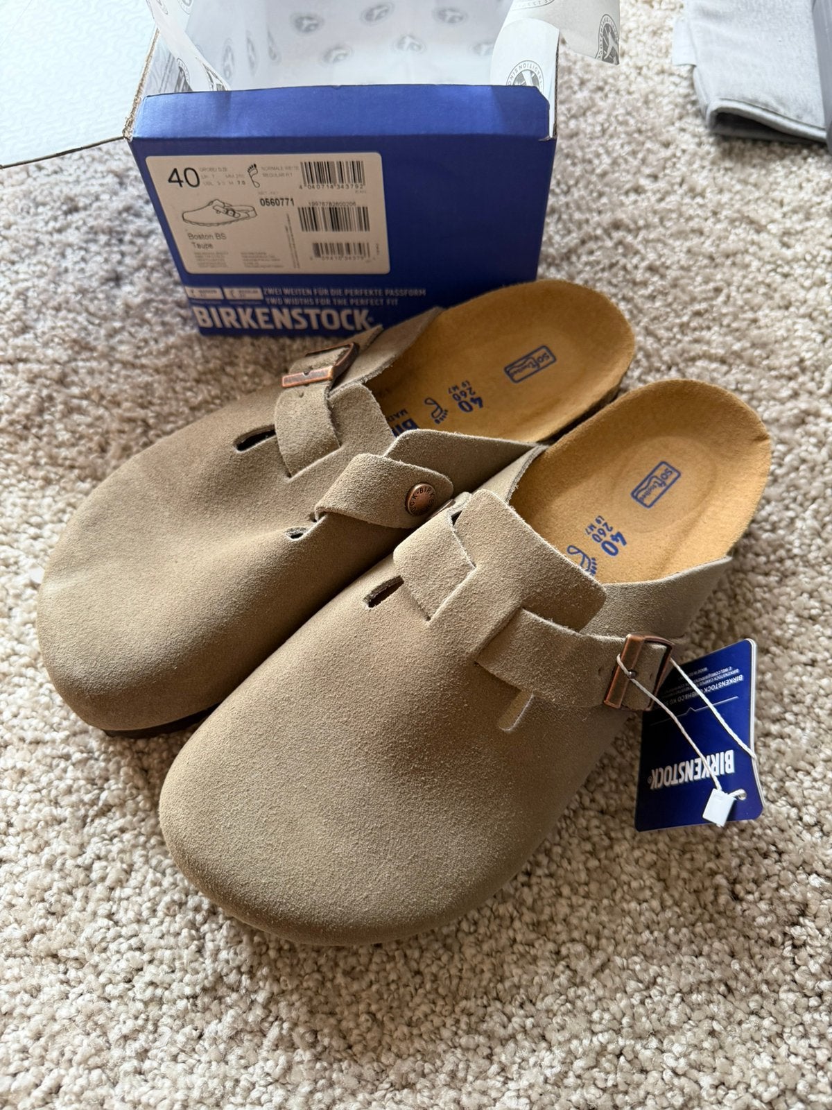 Birkenstock boston taupe 40, Kleding | Dames, Schoenen, Bs, Beige, Nieuw, Bs