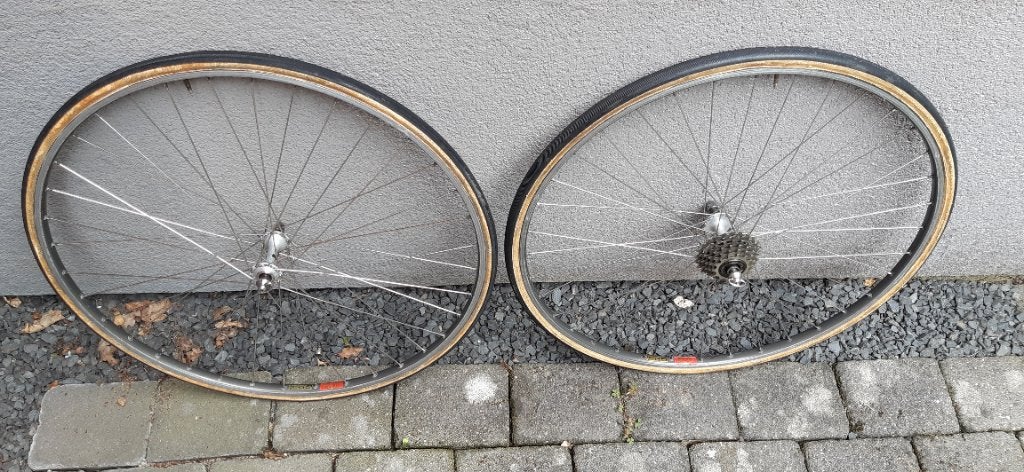 Voor- en achtervelg racefiets, Gebruikt, Staal, Racefiets, Ophalen