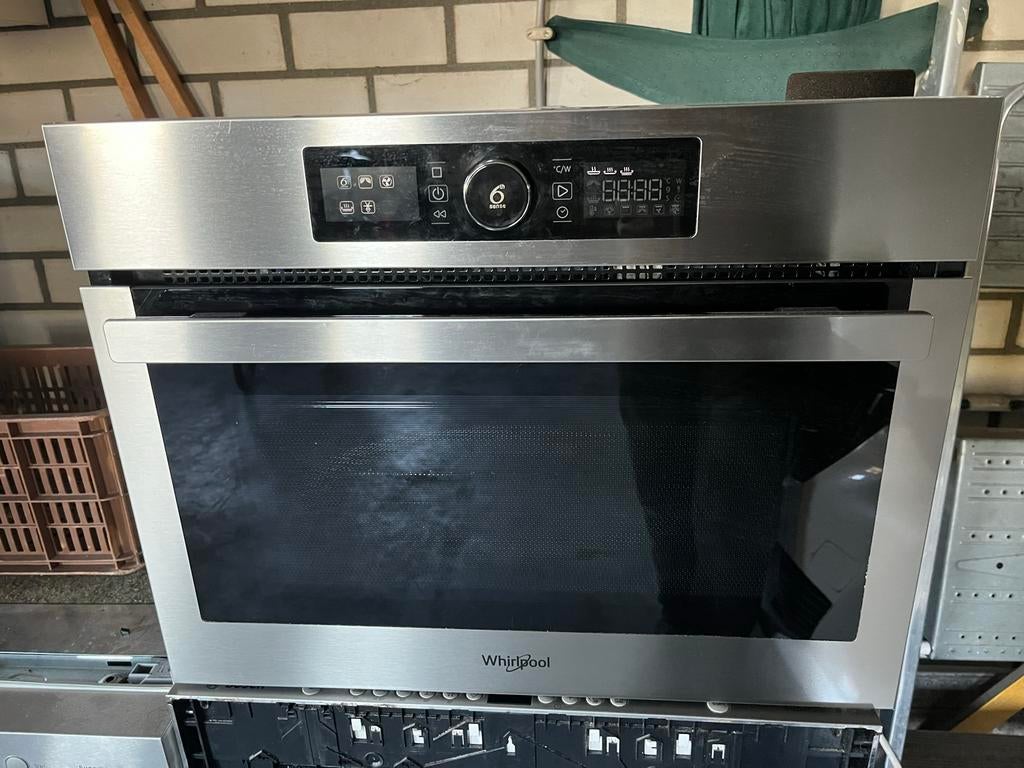 Whirlpool Combimagnetron - Inbouw RVS, Witgoed en Apparatuur, Magnetrons, Gebruikt, Inbouw, Combimagnetron, 60 cm of meer, Grill