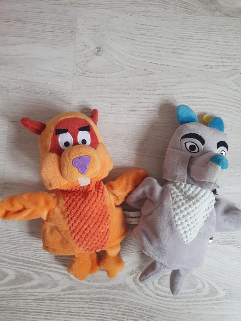 2x Fabeltjeskrant handpoppen: Bor de Wolf en Willem Bever, Gebruikt, Overige merken, Overige karakters, Overige typen
