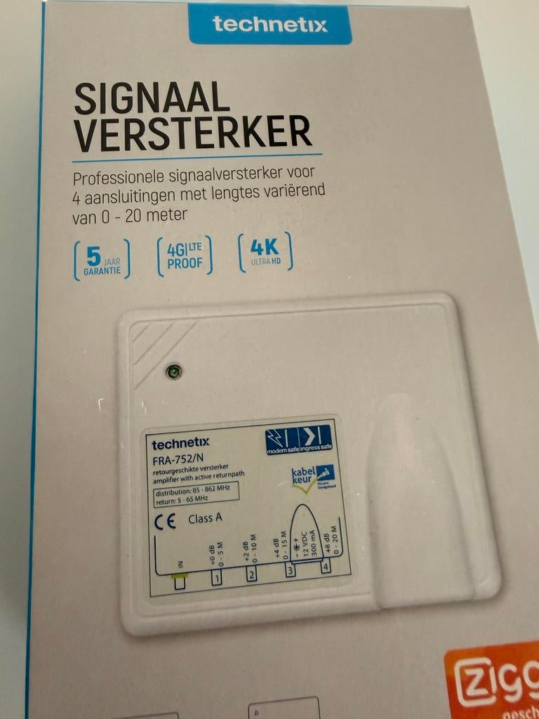 Technetix FRA-752 Signaalversterker 4K Ultra HD 4G LTE Proof, Ophalen of Verzenden, Zo goed als nieuw, 10 meter of meer, Overige kabels