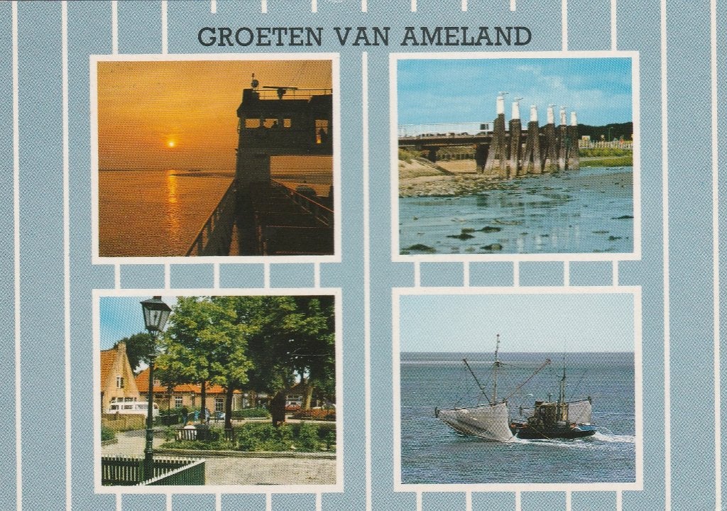 AMELAND Avondboot Vissersboot Groeten, Verzenden, 1980 tot heden, Gelopen, Waddeneilanden