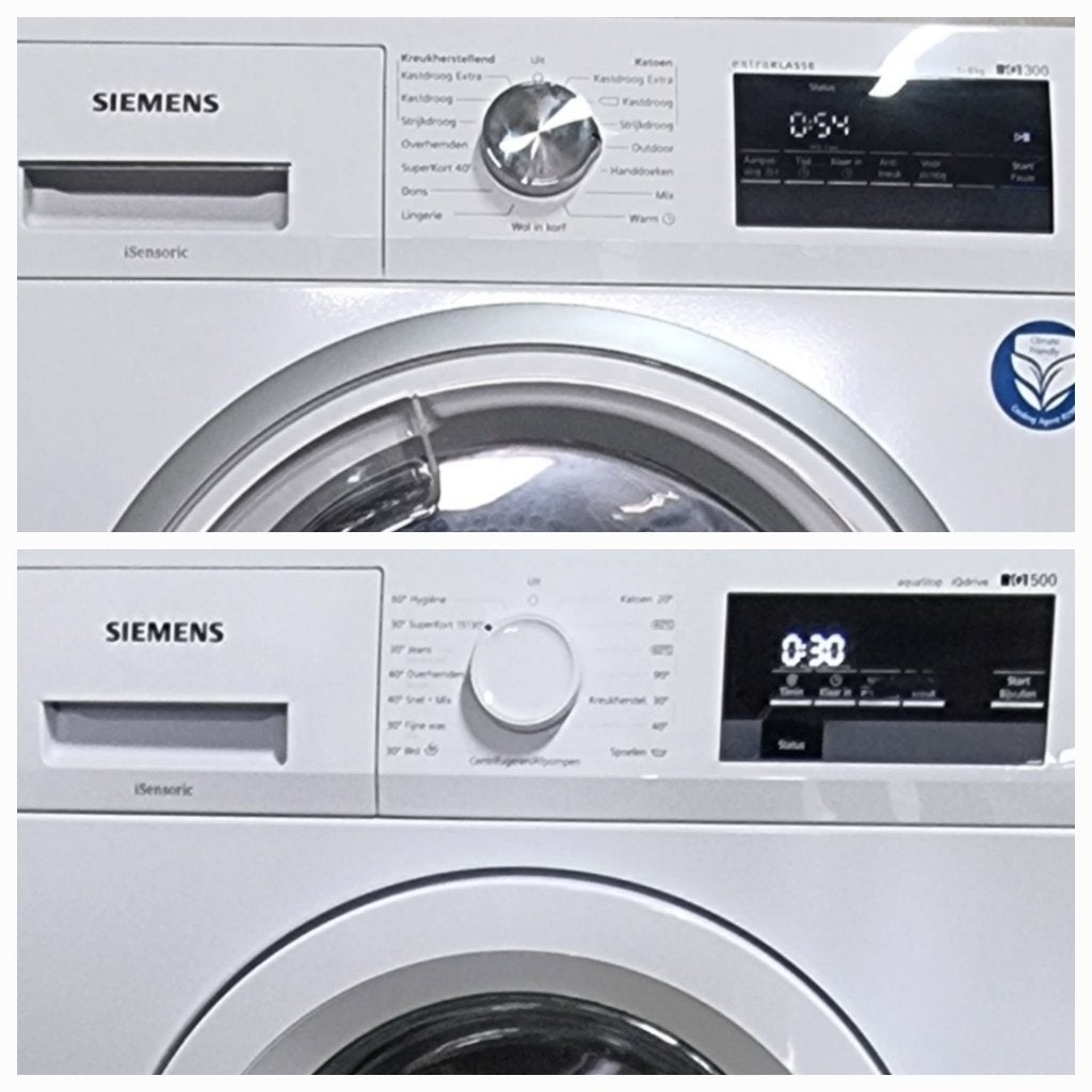 Siemens set Wasmachine & warmtepompdroger A+++/8kg, 8 tot 10 kg, Ophalen, Zo goed als nieuw, Minder dan 85 cm