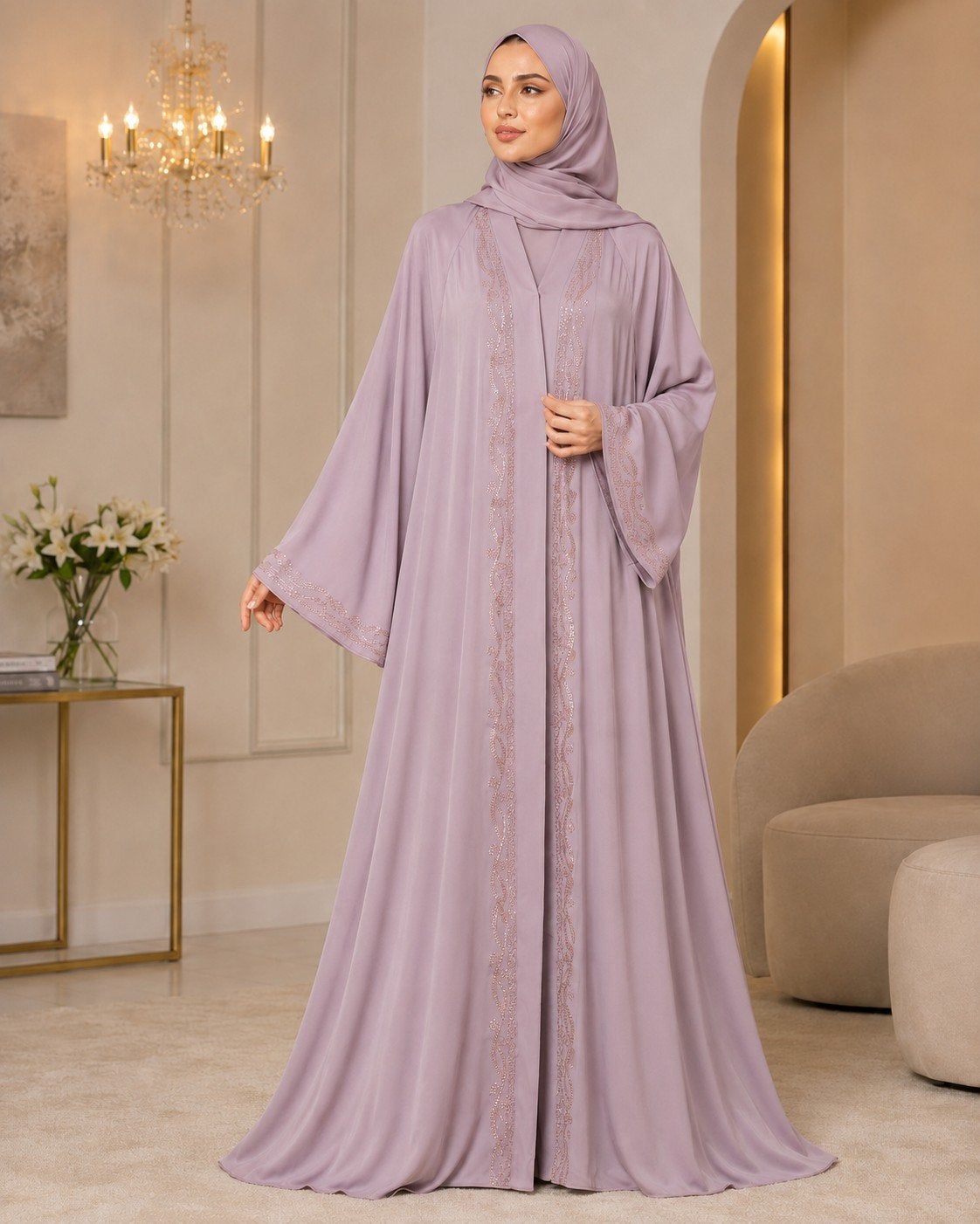 Elegant Dubai-Made Abayas – With Matching Hijab & Belt, Ophalen of Verzenden, Nieuw, Roze, Onder de knie