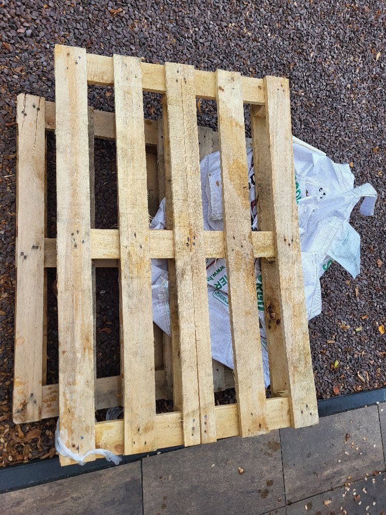 2 houten pellets, Ophalen, Gebruikt, Pallet, Minder dan 200 cm