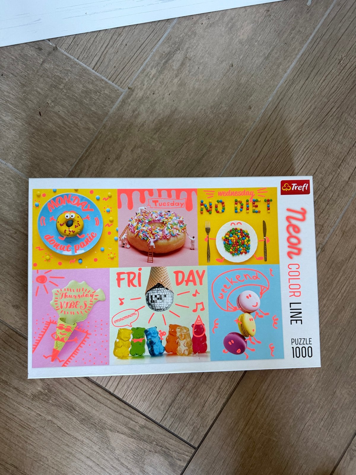 Trefl Neon Color Line Puzzel 1000 stukjes - Donuts & Snoep, Ophalen of Verzenden, 500 t/m 1500 stukjes, Zo goed als nieuw, Legpuzzel