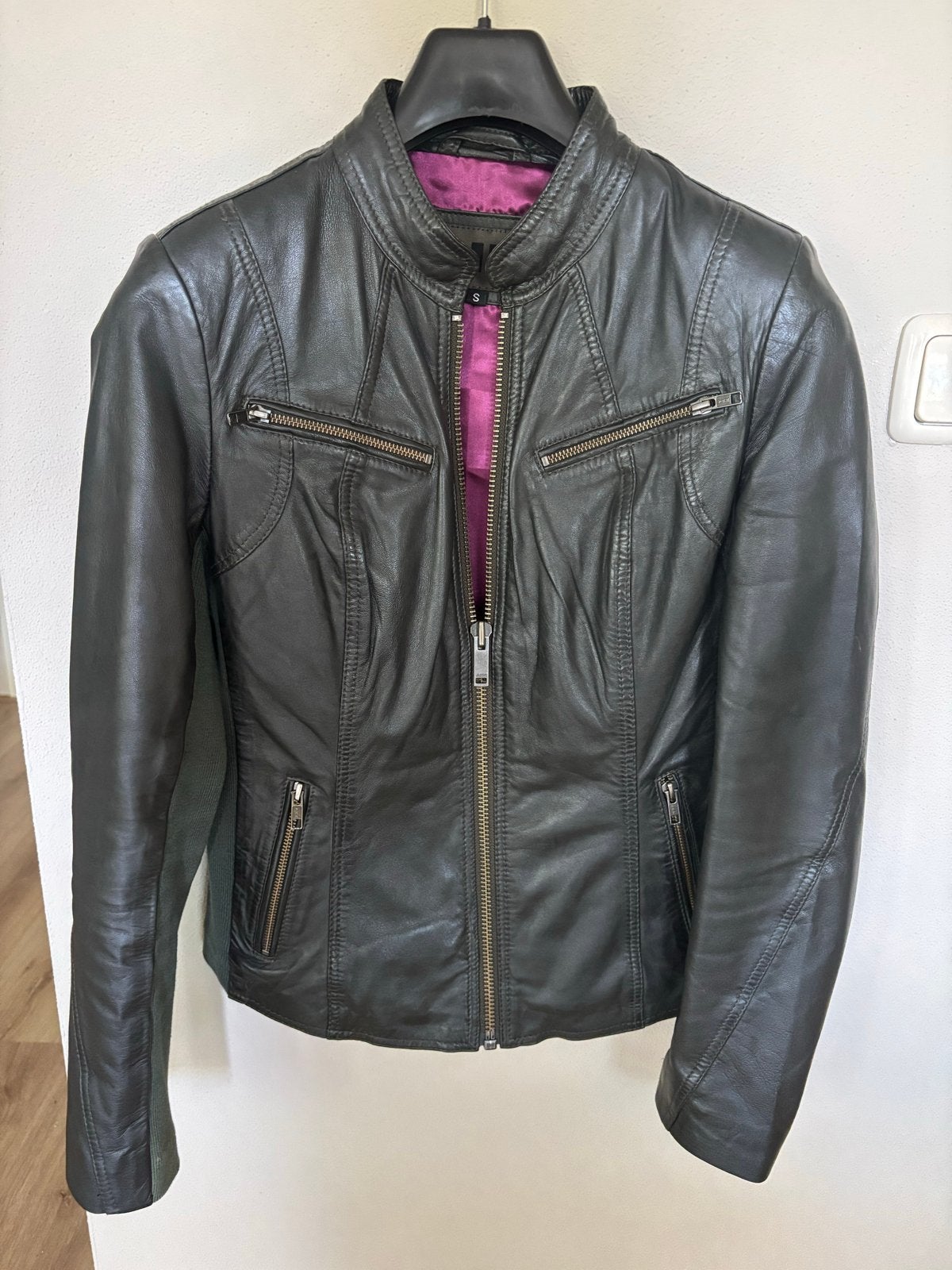 AIM leren jack maat S, Ophalen of Verzenden, Gedragen, Maat 36 (S), Groen