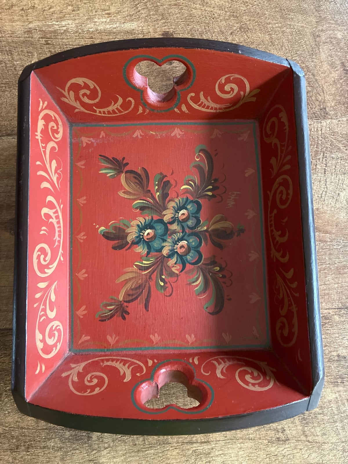 Antieke Hindelooper Kunst Dienblad - Handgeschilderd, Ophalen of Verzenden