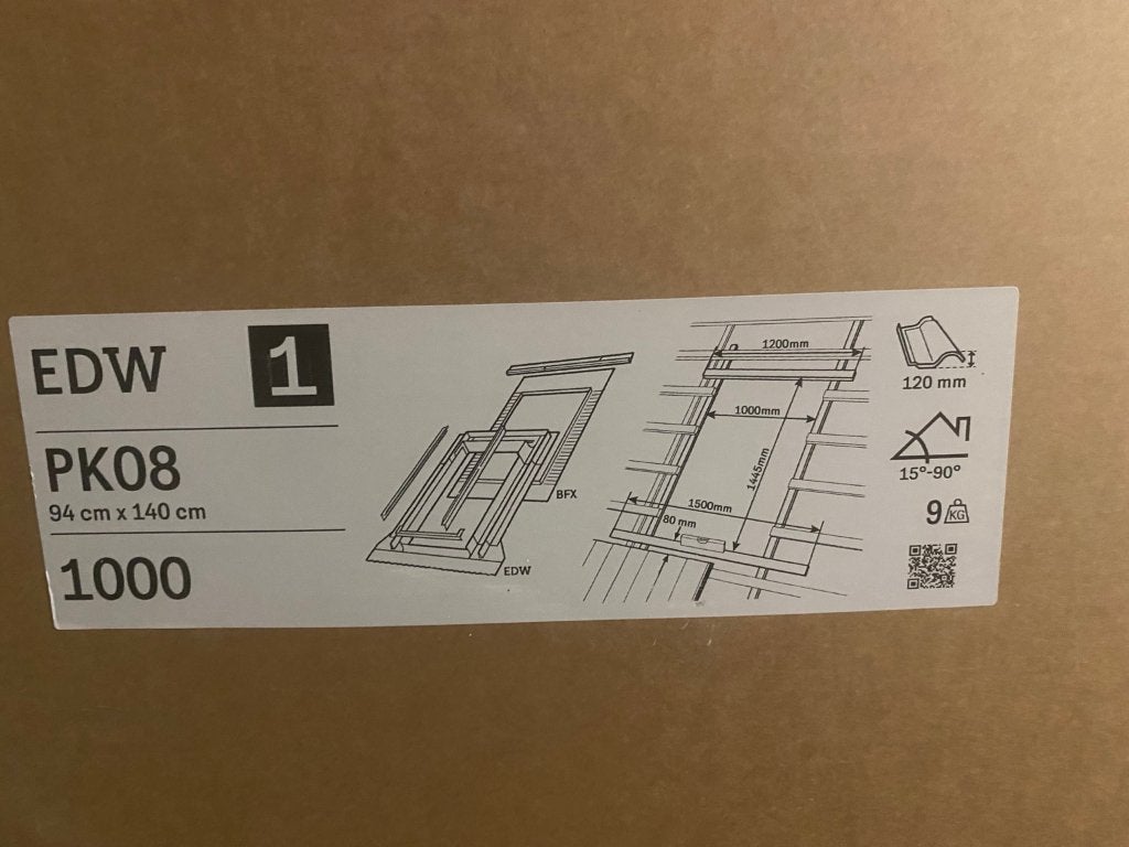 VELUX PK08 94x140 dakraam + EDW gootstuk – compleet, Ophalen, 80 tot 120 cm, 120 tot 160 cm, Zo goed als nieuw