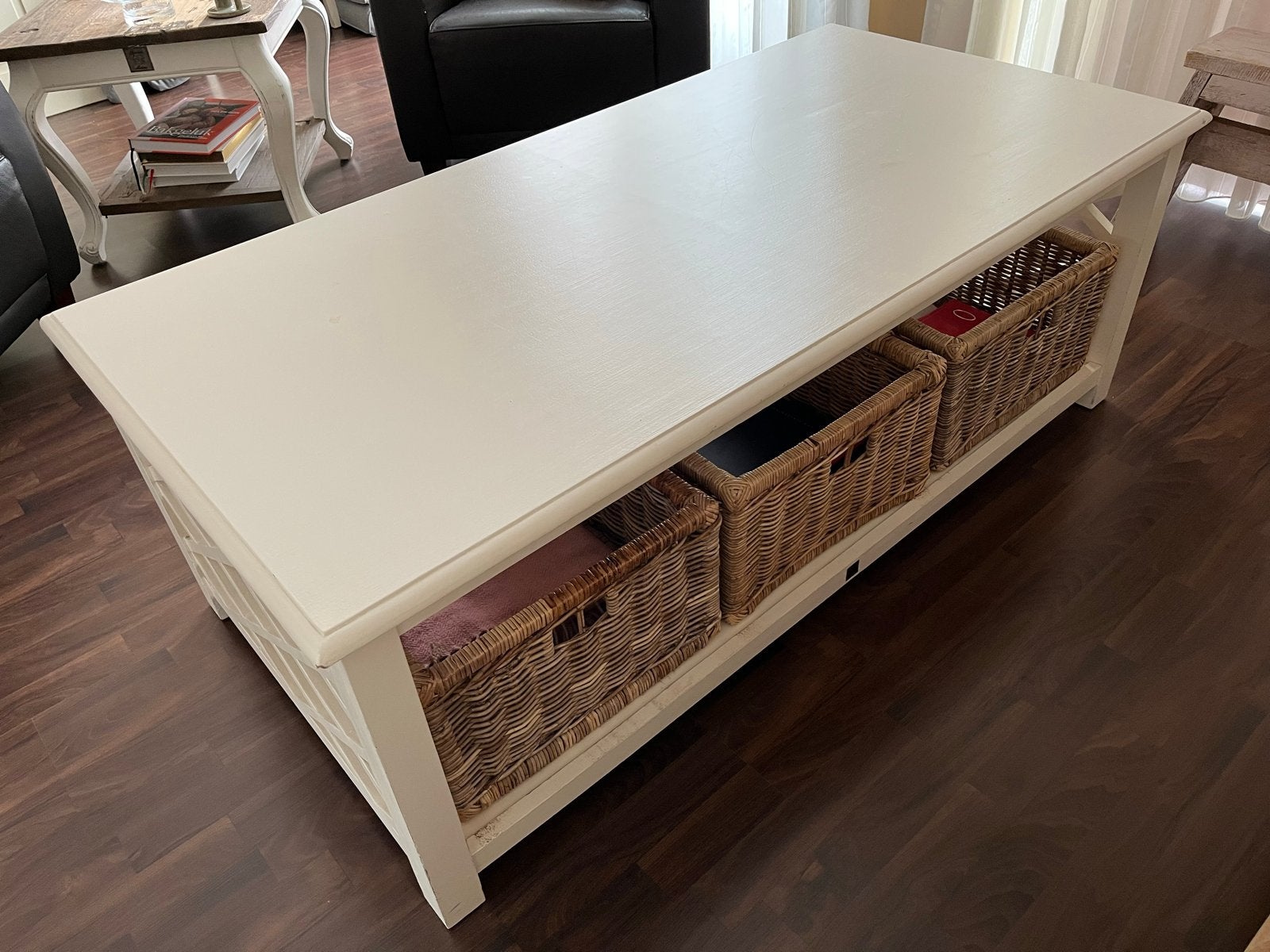 Riviera Maison Salontafel met opbergmanden, Ophalen, Gebruikt, 100 tot 150 cm, 50 tot 100 cm