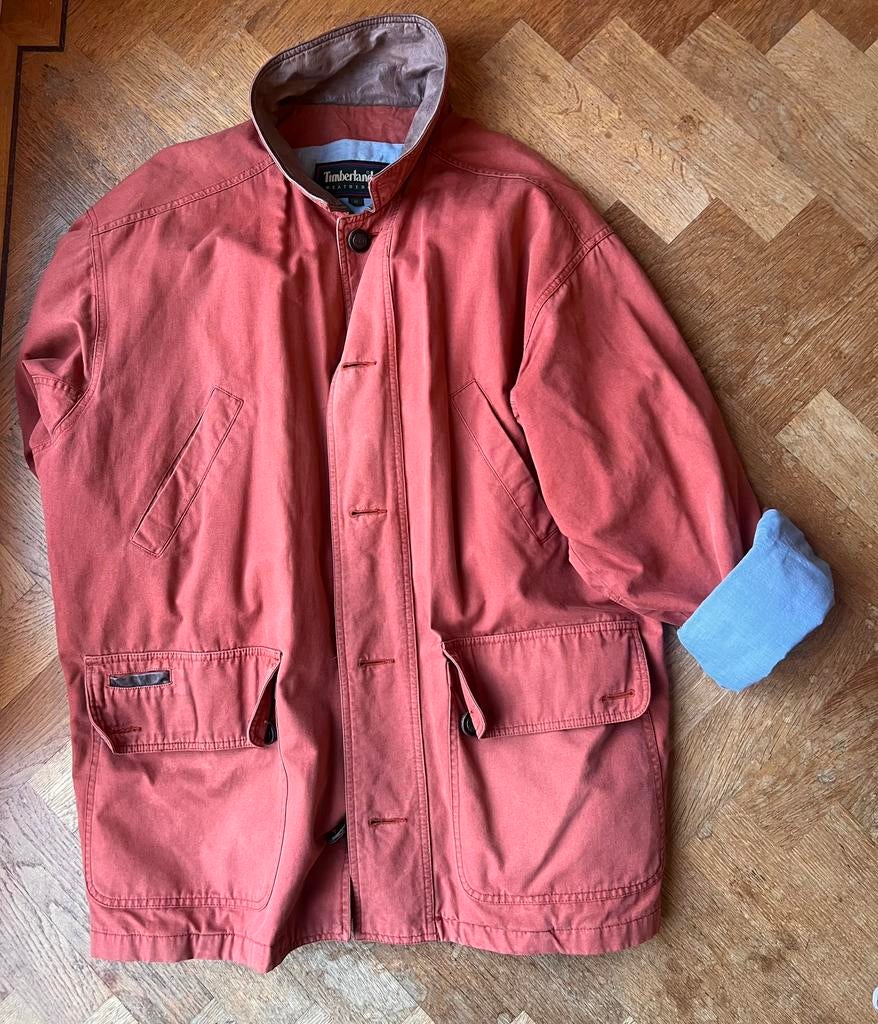 Vintage 90s Timberland jas, Kleding | Heren, Jassen | Zomer, Gedragen, Maat 48/50 (M), Rood, Ophalen of Verzenden