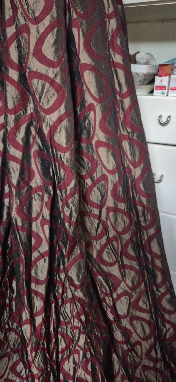 Gordijnen peperdure DEDAR 2x180x265 360 265 brons bordeaux, Verzenden, Zo goed als nieuw