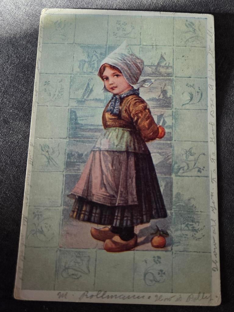 Meisje met klompen in Hollandse klederdracht, Verzenden, Voor 1920, Gelopen, Klederdracht