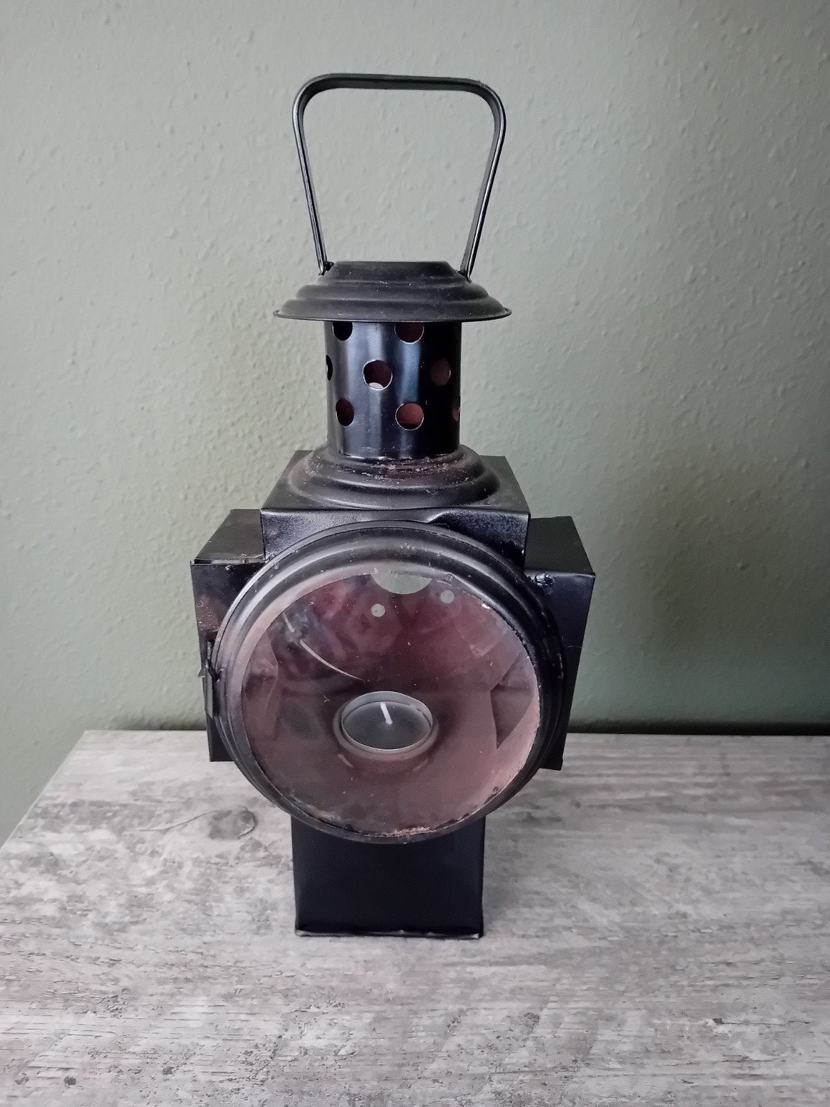 Zwarte metalen lantaarn, Ophalen of Verzenden, Zo goed als nieuw, Zwart, Metaal