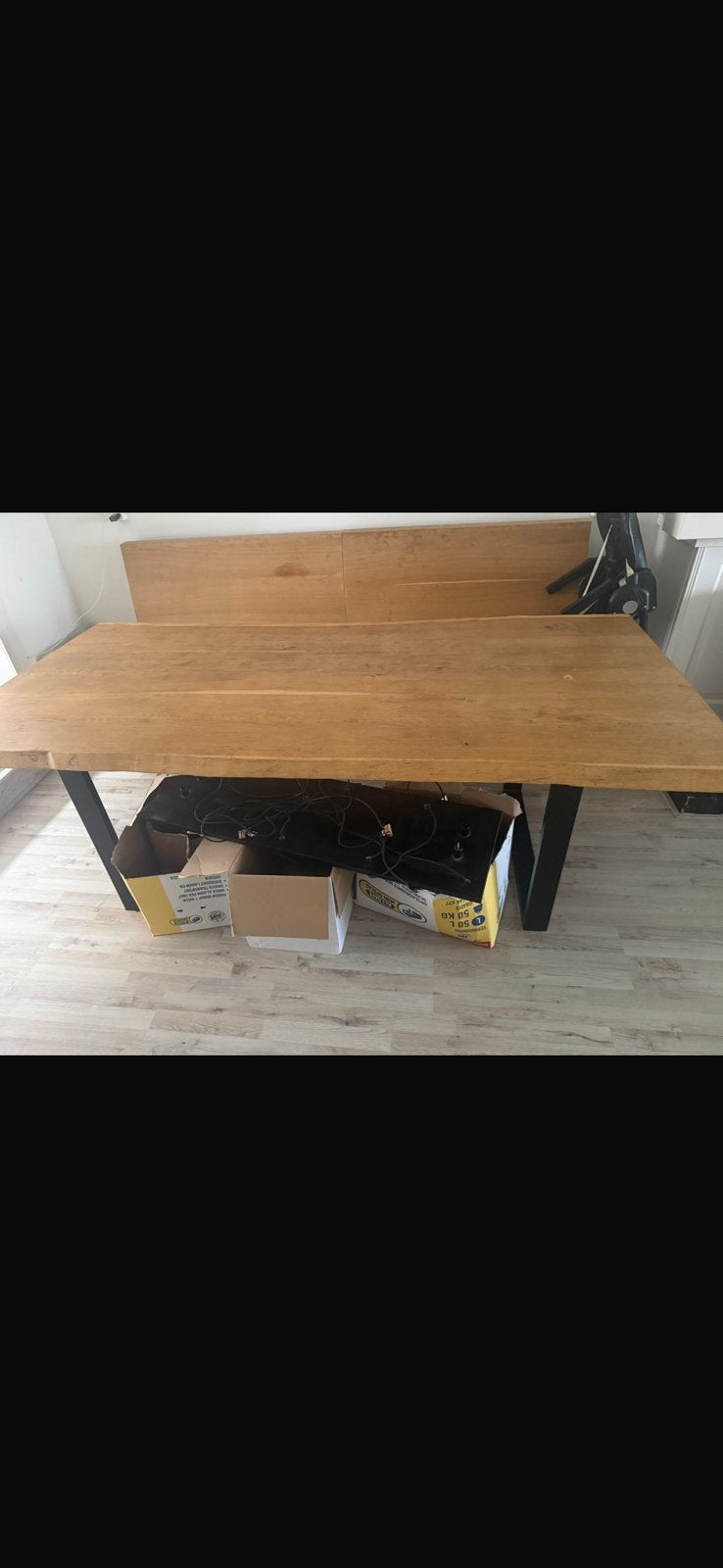 Tafel eiken hout boomstam tafel met bankje, Ophalen