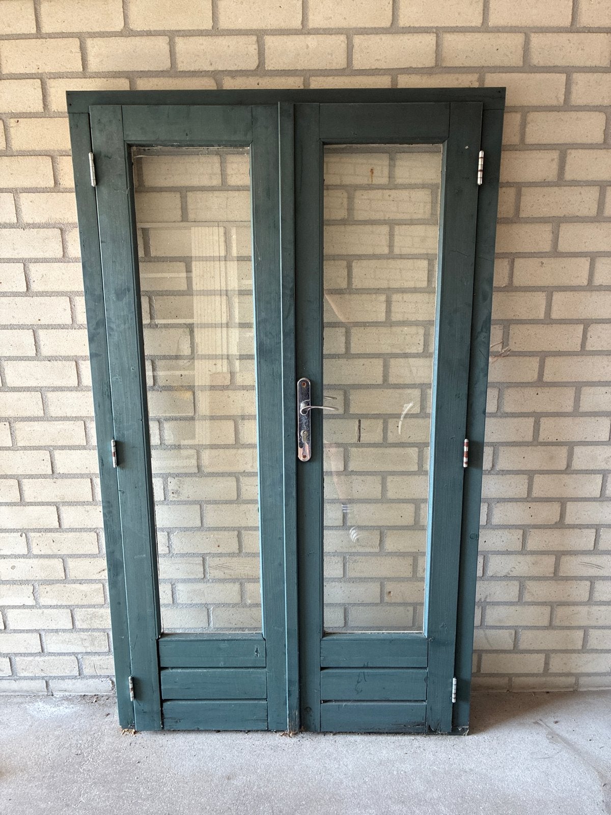 Dubbele tuindeuren met glas 189x110 cm, Gebruikt, Minder dan 200 cm, Buitendeur, Hout