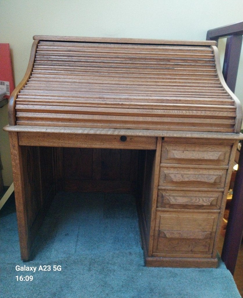cylinderburo ( 1890 ) antiek, Ophalen, Gebruikt, 100 tot 150 cm, Teakhout