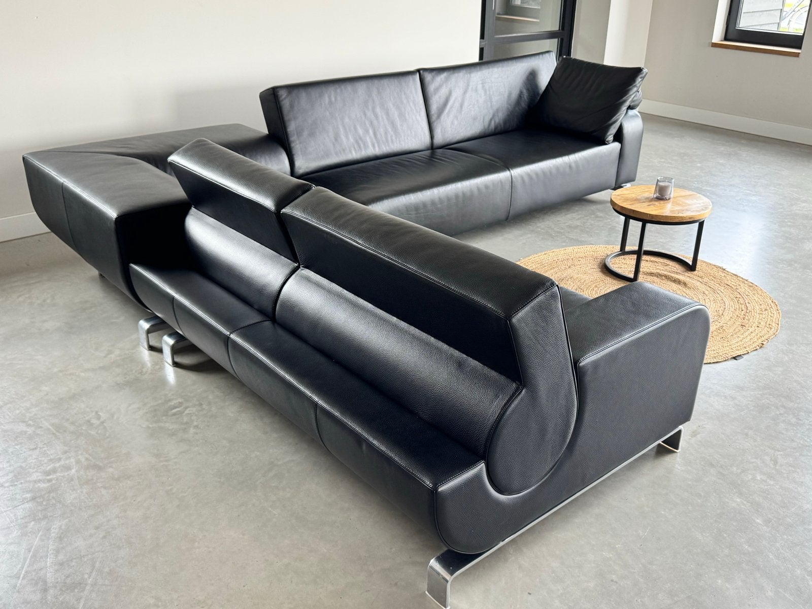 Leolux B-Flat Hoekbank - als nieuw - zwart leer -