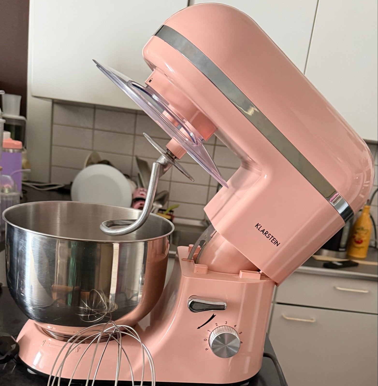 Klarstein Roze Keukenmachine met Roestvrijstalen Kom, 4 liter of meer, 3 snelheden of meer, Ophalen of Verzenden, Zo goed als nieuw