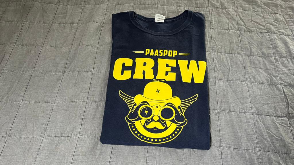 Paaspop Crew shirt 2017 Dames maat L, Ophalen of Verzenden, Maat 42/44 (L), Blauw, Korte mouw